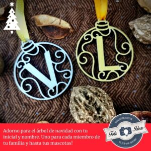 Adorno navideño con iniciales 12cm