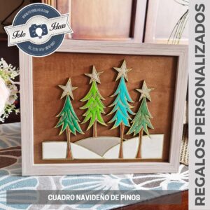 Cuadro navideño con pinos
